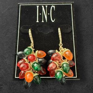 INC International Concepts Multicolor Cluster Holiday Bulb Lights Drop Earrings